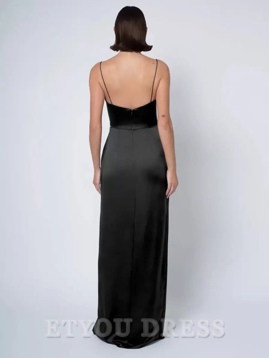 Sheath Satin Fabric Ball Gown Floor-Length formal dresses Bridesmaid Dresses evening gown Prom Dress